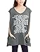 Allegra K Women Letters V Neck Sleeveless Oversize Tunic Top XL Dark Grey