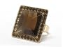 Brown Gold Large Crystal Deco Square Stone Ring Jewelry