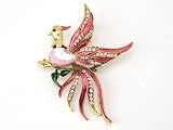 Stunning Pink Beaded Flying Bird Crystal Phoenix Rhinestone Brooch Costume Pin
