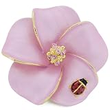 Pink Hawaiian Plumeria With Pink Hawaiian Plumeria With Red Ladybug Swarovski Crystal Flower Pin Brooch and Pendant