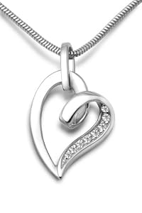 Miore Damen-Kette 925 Sterling Silber Schlangenkette mit Herz-Anhnger Zirkonia 45 cm MSM116N