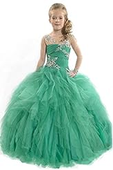 Girls  Scoop Neck Crystal  Ball Gown Flower-Girl Dress/Pageant Dress/Party Dress 
