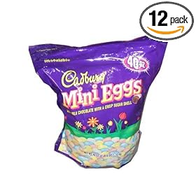 12-bags of Cadbury Mini Eggs Solid Milk Chocolate in a Crisp Candy Shell, Each BAG 188g, 6.6 , Available All Year, Made in Canada