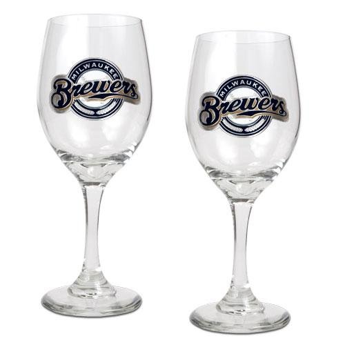 Milwaukee Brewers MLB 2pc Wine Glass Set - Primary Logo