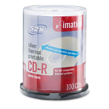 New IMATION CD-R Discs 700MB/80min 52x Spindle Silver 100/Pack Expand Your Labeling Options