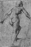 Raffael (Study on Mental Health-Loggia, standing female nude) Art Poster Print - 13" X 19"