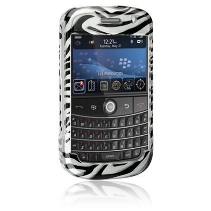 RIM Blackberry Bold 9000 Silver Zebra Design Snap-On Case Cover with Removable Swivel Belt Clip