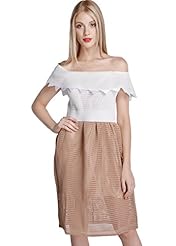 Off the Shoulder  Above the Knee Short Fit-and-Flare Spring Mini Dress  With Ruffles