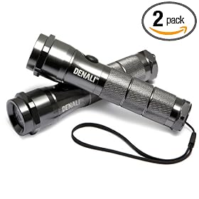 Denali Super-Bright 6 LED Heavy-Duty Aluminum Tactical Flashlight, 2-Pack by Denali