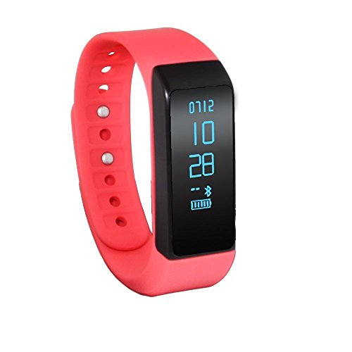 Four Best Oled Smart Bracelet Bluetooth 4.0 Pedometer Tracking Calorie Health Wristband Sleep Monitor, Blac (Red)