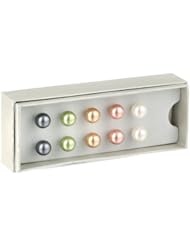 Set of 5 Shell Pearl Stud Earrings Set with Sterling Silver Post and Backs (10-10.5mm)