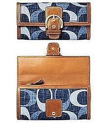 Coach Signature Slim Envelope Wallet Denim Blue