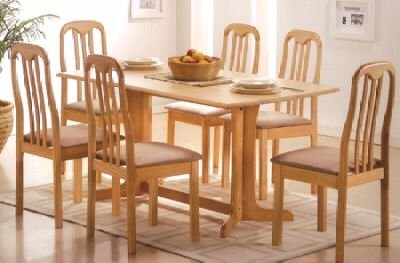 Amy Beech Dining Table Set with 6 Dining Chairs - FREE Delivery Service