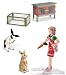 Schleich 42019 Kaninchenstall 13905 Mädchen fütternd 13698 Kaninchen putzend 13672 Kaninchen stehend Set