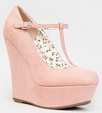 Breckelles CILO-15 Mary Jane T-Strap Platform Wedge Heel Pump