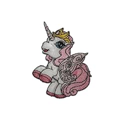 Filly Fairy Magic Art 6,4 cm * 8 cm B�GELBILD AUFN�HER APPLIKATION rosa pink wei� Fl�gel Krone Tier Tiere Pferd Pferde Einhorn Princess PATCH