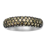 10k White Gold and Black Rhodium Brown Diamond Ring
