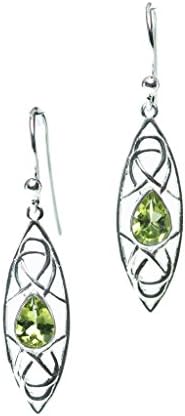 Silver Vision, Peridot Woven Marquise Earrings, .925 Sterling Silver