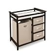 Badger Basket Modern Changing Table with 3 Baskets and Hamper, Espresso