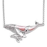 Wyland Whale Necklace with Mother of Pearl in Sterling Silver