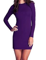 Sexy Polyester Long Sleeves Lace-Up Open-Back Stretchy Party Dress/Mini Dress 