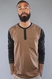 RVCA The Canal Henley in Medium Brown,Tops for Men