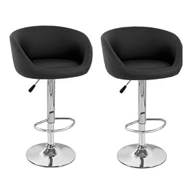 Zuo Synthetic Leather Adjustable Bar Stool - Black (Set of 2) by Modern Bar Stools