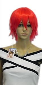 Qiyun Rock Star Bright Orange Red Straight Short Synthetic Hair Full Wig