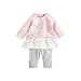FERENYI Baby Girls Summer Clothes Cartoon Long-Sleeved Dress with Pants Sets