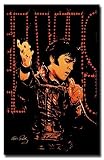Elvis Presley (Singing) Flocked Blacklight Music Poster Print - 24 X 36