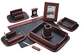 IMAGE OF Majestic Goods Nine Piece Burgundy Oak Wood Desk Set