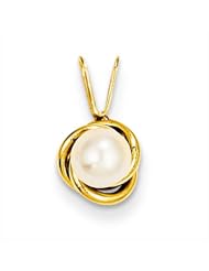 MadiK® 14k Yellow Gold Polished 4mm Freshwater Cultured Pearl Love Knot Pendant