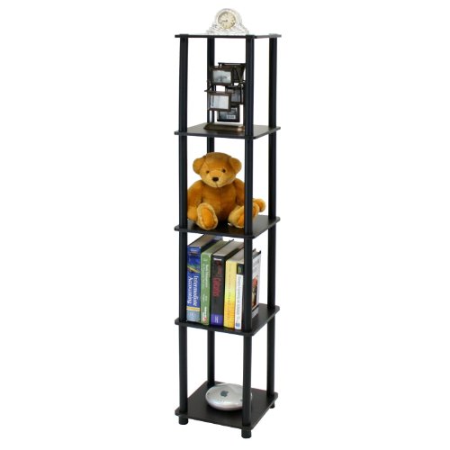 Furinno 99132EX/BK 5-Tier Corner Square Rack Display Shelf, Dark Espresso