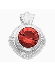10K Yellow Gold Round Cut Chatham Created Ruby Pendant -- LIFETIME WARRANTY