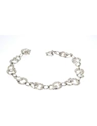 14K White Gold Diamond Heart Bracelet