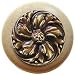 Chrysanthemum Natural Wood Cabinet Knob, Antique Brass
