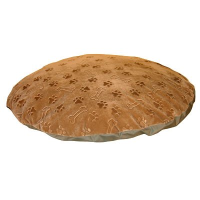 Round Dog Bed Tan Puppy Print 36 In.