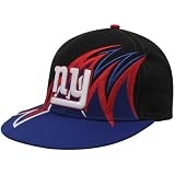 NFL Unisex Adult New York Giants "Slash" Flatbill Snapback Hat (Black/Dark Blue, One Size Fits Most)