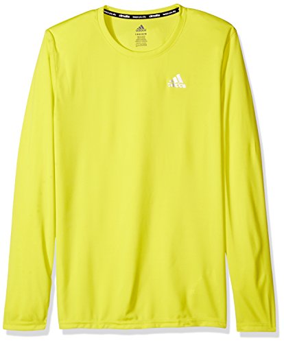 adidas Boys' Big Boys' Climalite Ls Tee, Shock Slime, Medium/10-12