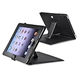 Black Solid Color Leather Folio Flip Case with Magnetic Closure Clasp Compatible With Apple® iPad® Tablet