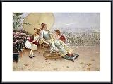 Mother's Day by William Feron 14.00X10.75 Framed with Black Metal Frame