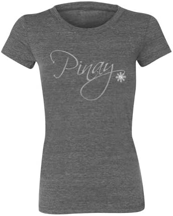 Taglish Tees - Juniors/Ladies Pinay Sun &amp; Stars Shirt - Large, Charcoal Gray