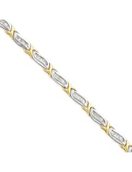 14K Two-Tone Gold 1Ctw Baguette Diamond Bracelet, Best Quality Free Gift Box Satisfaction Guaranteed