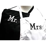 BlackandWhiteMr.AndMrs.SetofEmbroideredAdjustableAprons