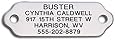 Rivet-On Pet ID Tag - Custom engraved dog ID tag that rivets directly onto collar. Stainless Steel or Polished Brass.