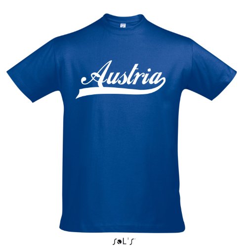 T-Shirt – Austria Oldschool Österreich LÄNDERSHIRT EM / WM FAN Trikot S-XXL , Royal blue – weiß , M