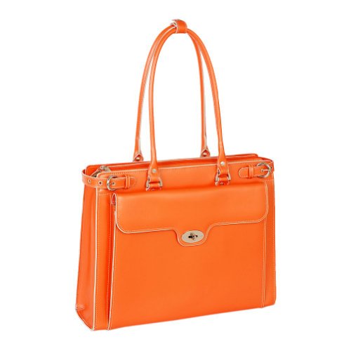McKleinUSA 94830 WINNETKA Leather Ladies Briefcase with Removable Sleeve - Orange
