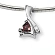 Garnet and Diamond Sterling Silver Slide on 16" Cubetto 3mm Chain