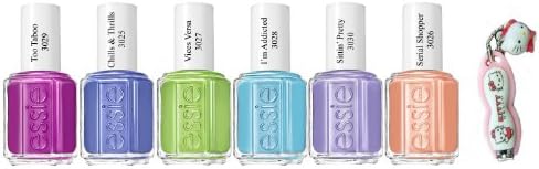 Essie Neon 2014 Collection - Bundle Of 6 Essie Nail Lacquers Full Size 0.46oz, And 1 Hello Kitty Nail Clippers (Must Have).