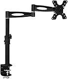 Mount-It! MI-705 Height-Adjustable Computer Monitor Desk Mount Stand for One LCD Flat Screen Monitor, VESA 50, 75 and 100 Compatible with 22, 23, 24, 27, 30 inch Monitors, Full Motion, Tilt, Swivel,  33 lbs Capacity, Clamp Base